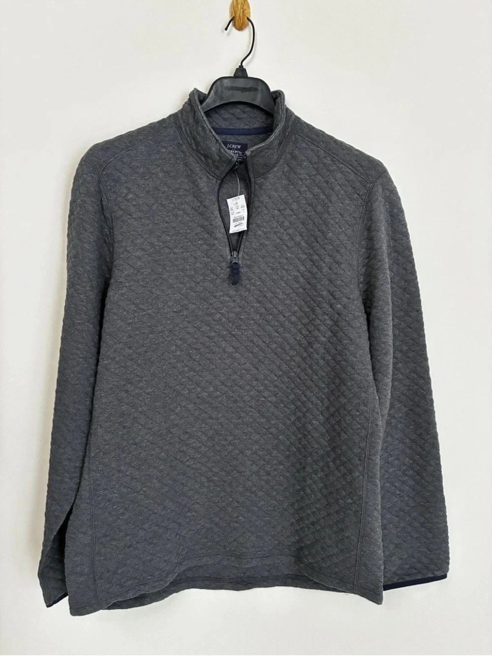 J.Crew Factory Men's Quilted Half-Zip Heater Charcoal Authentic Fleece NWT L